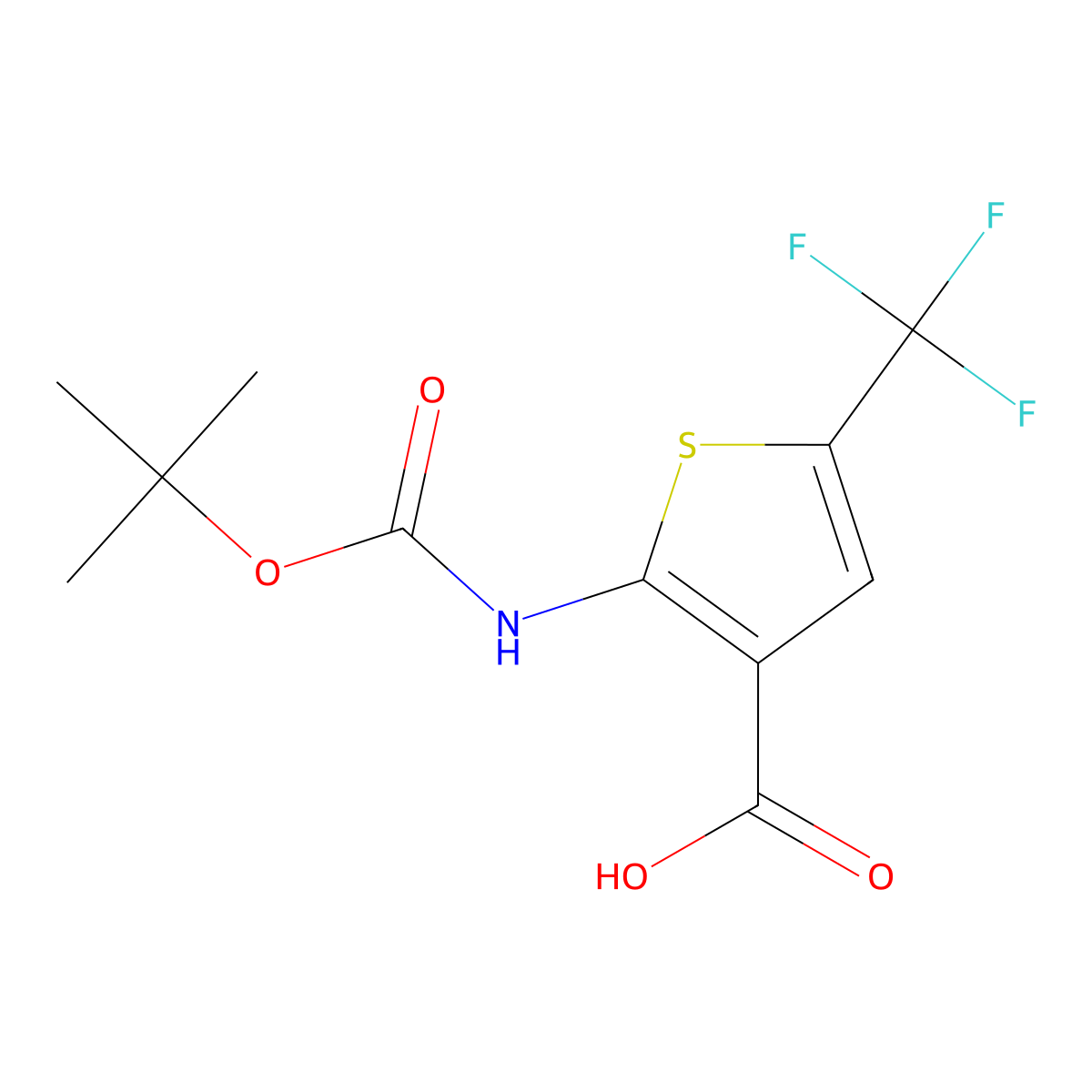 2-((tert-Butoxycarbonyl)amino)-5-(trifluoromethyl)thiophene-3-carboxylic acid molecular structure, CAS 1260667-04-6