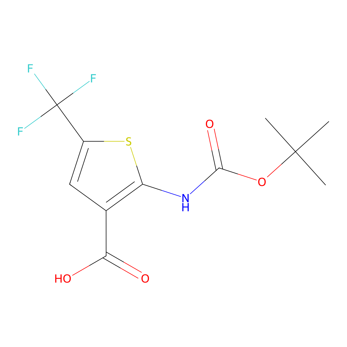 2-((tert-Butoxycarbonyl)amino)-5-(trifluoromethyl)thiophene-3-carboxylic acid molecular structure, CAS 1260667-04-6