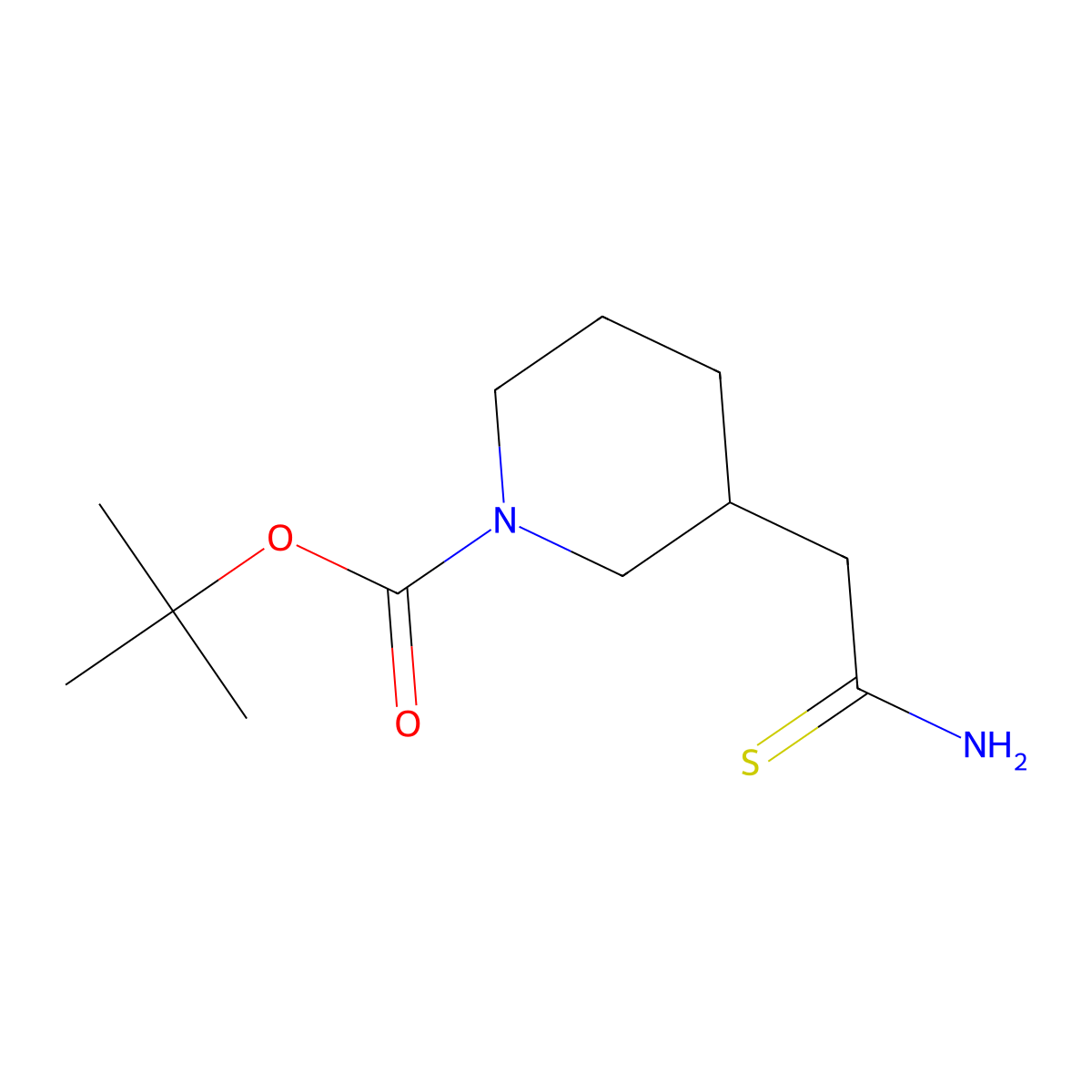 Tert-butyl 3-(2-amino-2-thioxoethyl)piperidine-1-carboxylate molecular structure, CAS 1260667-06-8