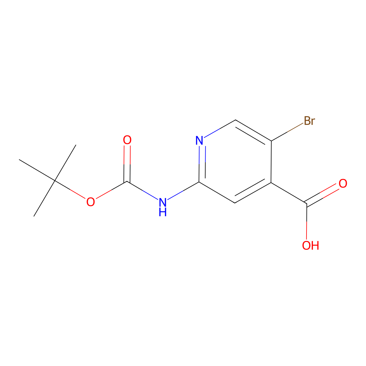 5-Bromo-2-[(tert-butoxycarbonyl)amino]isonicotinic acid molecular structure, CAS 1260667-43-3