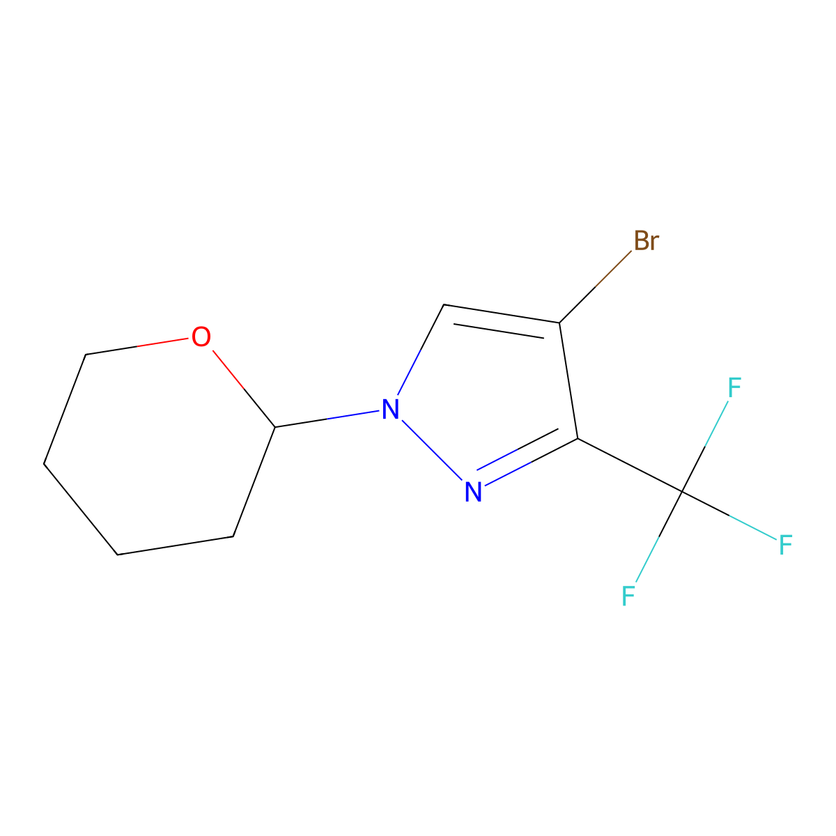 4-bromo-1-(oxan-2-yl)-3-(trifluoromethyl)-1H-pyrazole molecular structure, CAS 1260667-53-5