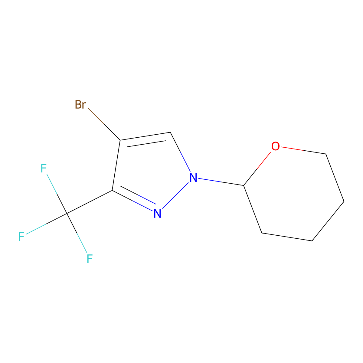 4-bromo-1-(oxan-2-yl)-3-(trifluoromethyl)-1H-pyrazole molecular structure, CAS 1260667-53-5