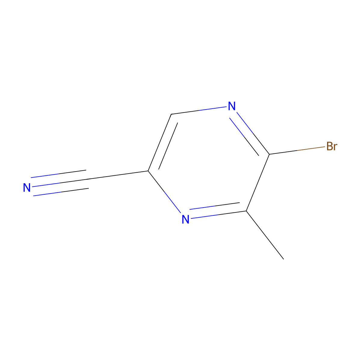 5-Bromo-6-methylpyrazine-2-carbonitrile molecular structure, CAS 1260667-66-0