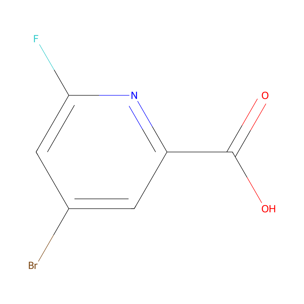 4-Bromo-6-fluoropyridine-2-carboxylic acid molecular structure, CAS 1260667-90-0