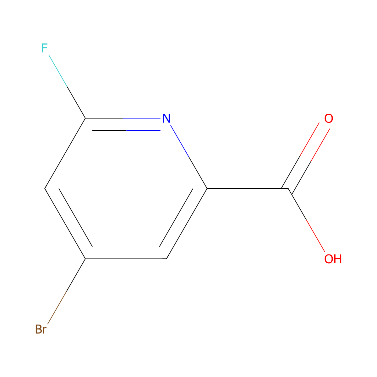 4-Bromo-6-fluoropyridine-2-carboxylic acid molecular structure, CAS 1260667-90-0