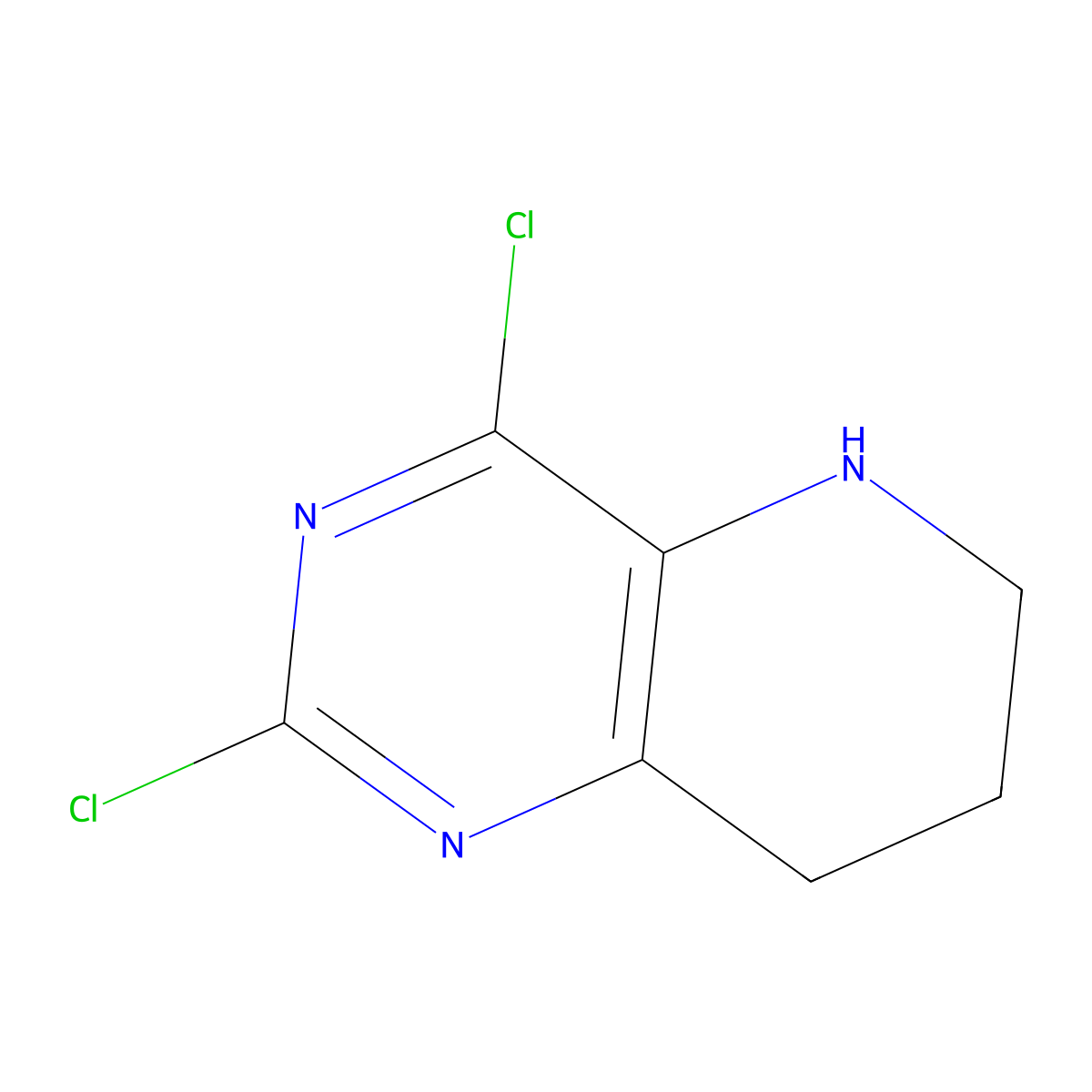 2,4-Dichloro-5,6,7,8-tetrahydropyrido[3,2-D]pyrimidine molecular structure, CAS 1260669-81-5