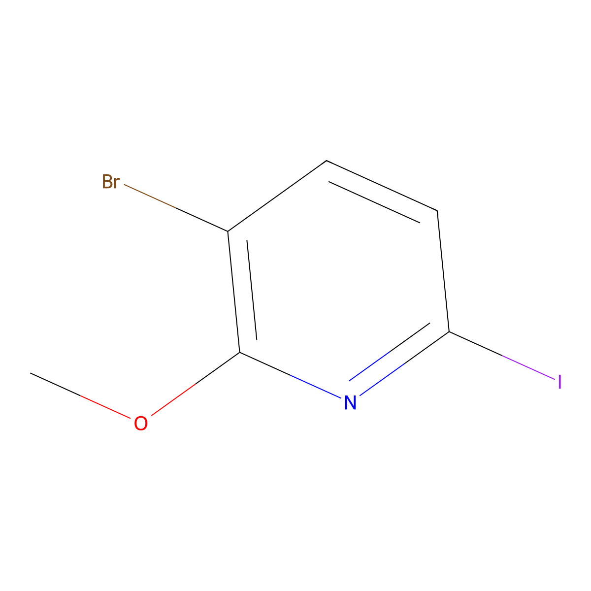 3-Bromo-6-iodo-2-methoxypyridine molecular structure, CAS 1260669-96-2