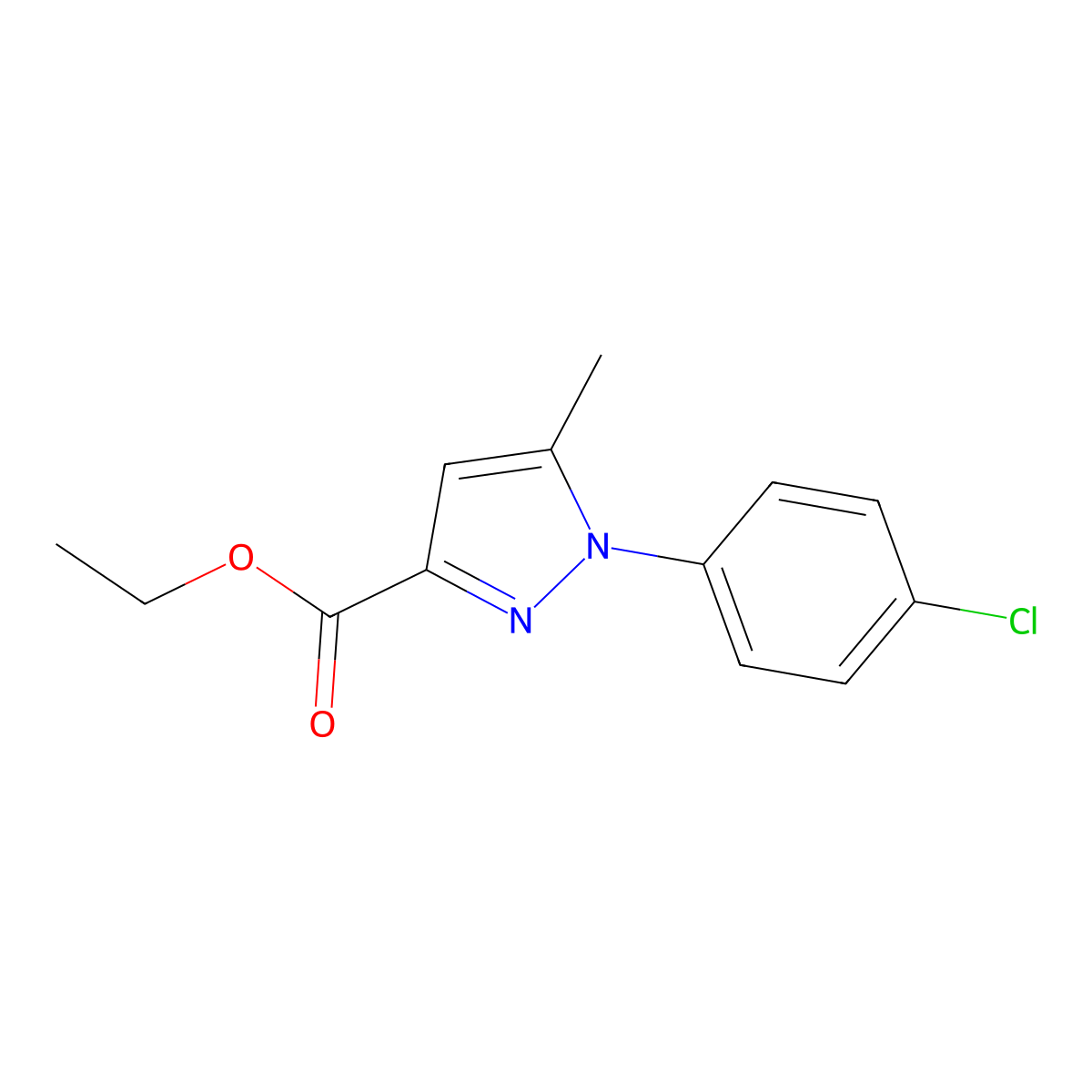 Ethyl 1-(4-chlorophenyl)-5-methyl-1H-pyrazole-3-carboxylate molecular structure, CAS 126067-52-5