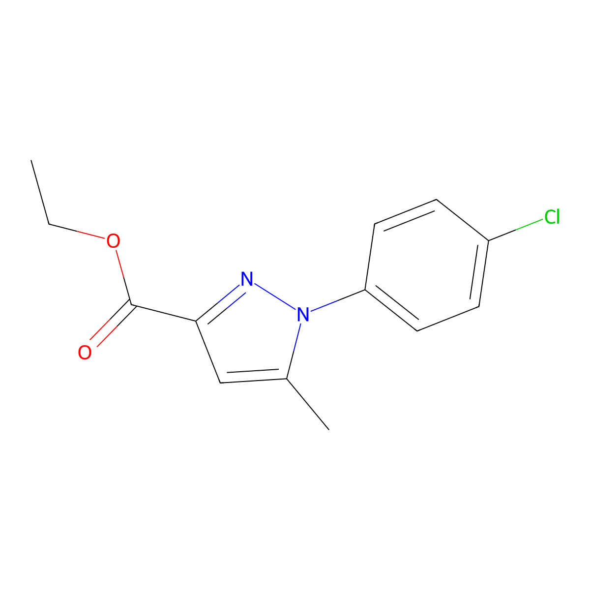 Ethyl 1-(4-chlorophenyl)-5-methyl-1H-pyrazole-3-carboxylate molecular structure, CAS 126067-52-5