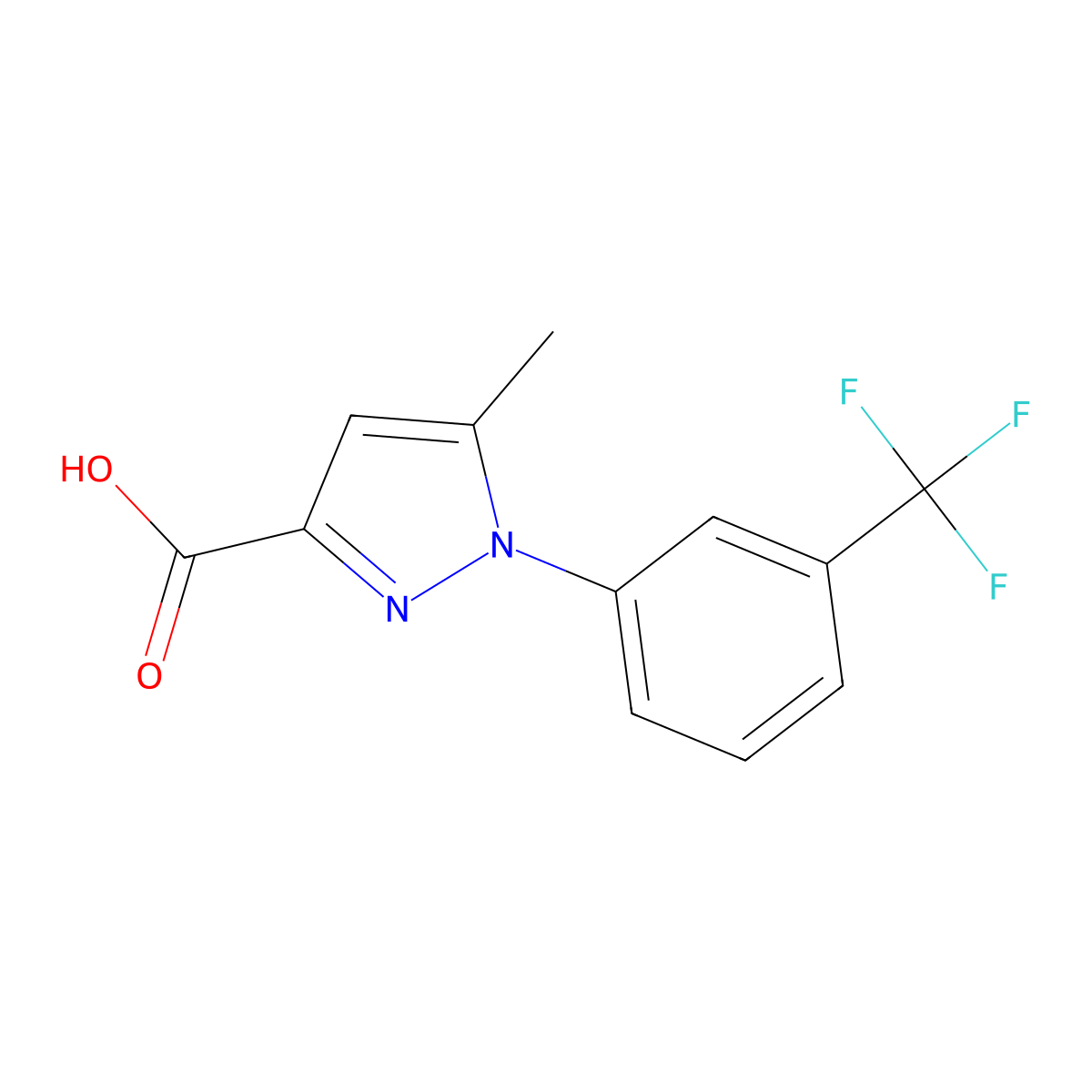 5-Methyl-1-(3-(trifluoromethyl)phenyl)-1H-pyrazole-3-carboxylic acid molecular structure, CAS 126067-60-5