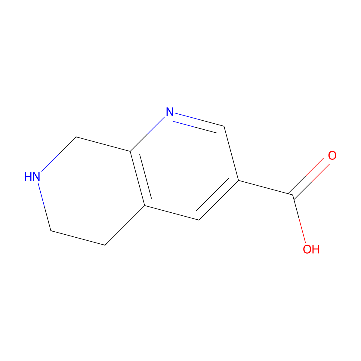 5,6,7,8-Tetrahydro-1,7-naphthyridine-3-carboxylic acid molecular structure, CAS 1260670-10-7