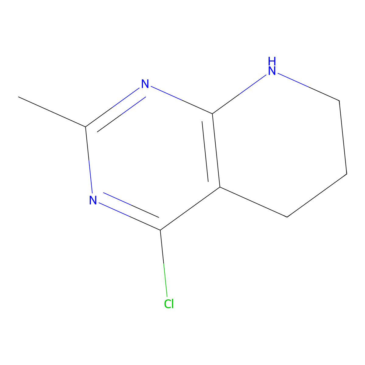 4-Chloro-2-methyl-5,6,7,8-tetrahydropyrido[2,3-D]pyrimidine molecular structure, CAS 1260670-13-0