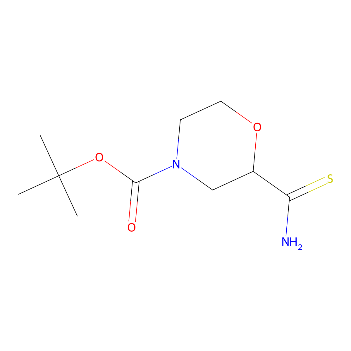 Tert-butyl 2-carbamothioylmorpholine-4-carboxylate molecular structure, CAS 1260670-75-4