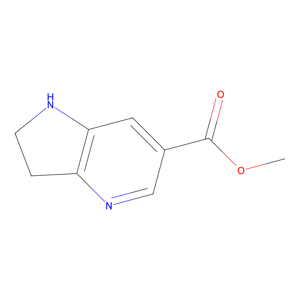 Methyl 2,3-dihydro-1H-pyrrolo[3,2-B]pyridine-6-carboxylate molecular structure, CAS 1260670-94-7