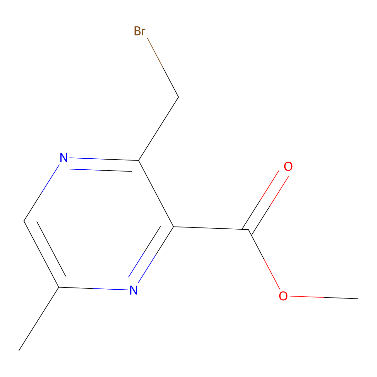 Methyl 3-(bromomethyl)-6-methylpyrazine-2-carboxylate molecular structure, CAS 1260671-12-2