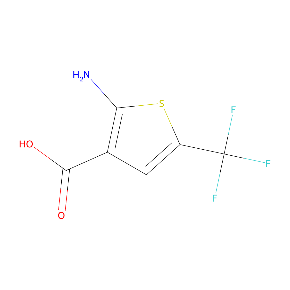 2-Amino-5-(trifluoromethyl)thiophene-3-carboxylic acid molecular structure, CAS 1260671-16-6