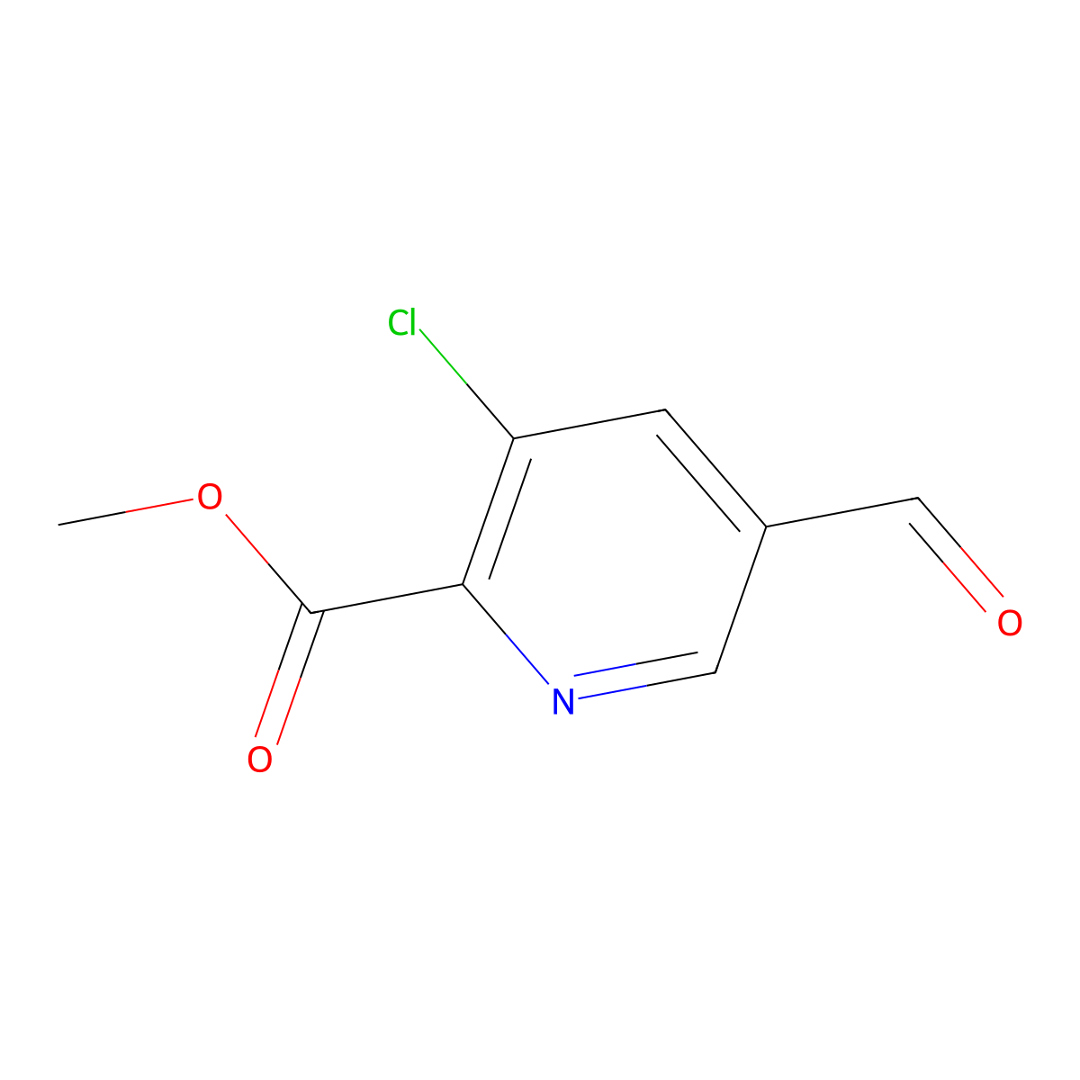 Methyl 3-chloro-5-formylpyridine-2-carboxylate molecular structure, CAS 1260671-33-7