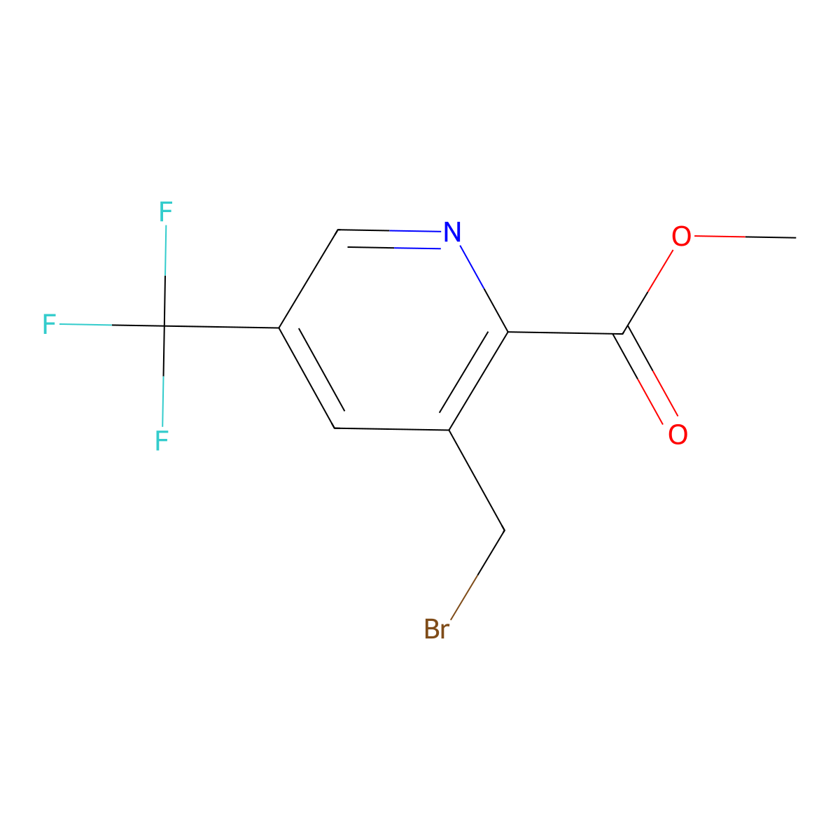 Methyl 3-(bromomethyl)-5-(trifluoromethyl)pyridine-2-carboxylate molecular structure, CAS 1260671-53-1