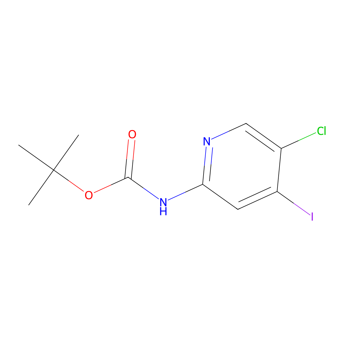 tert-butyl N-(5-chloro-4-iodopyridin-2-yl)carbamate molecular structure, CAS 1260671-56-4