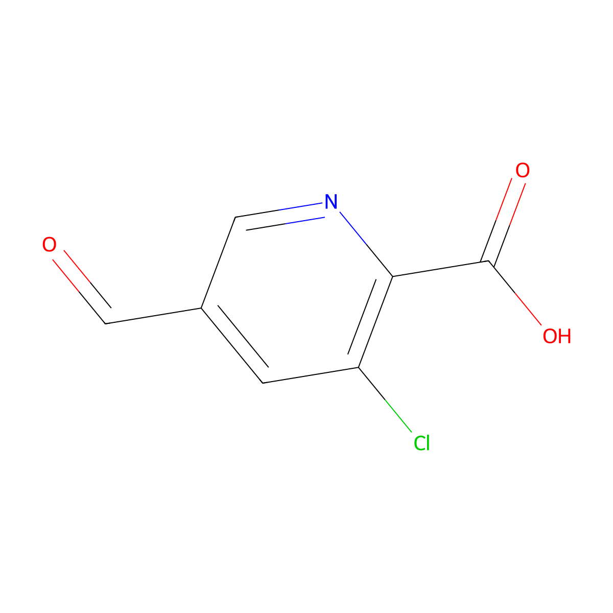 3-Chloro-5-formylpyridine-2-carboxylic acid molecular structure, CAS 1260671-80-4