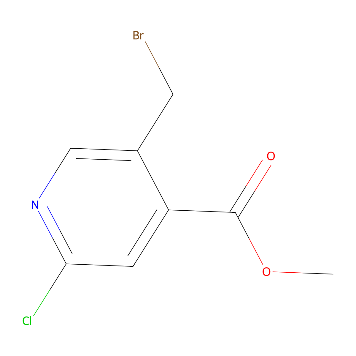 Methyl 5-(bromomethyl)-2-chloroisonicotinate molecular structure, CAS 1260671-90-6