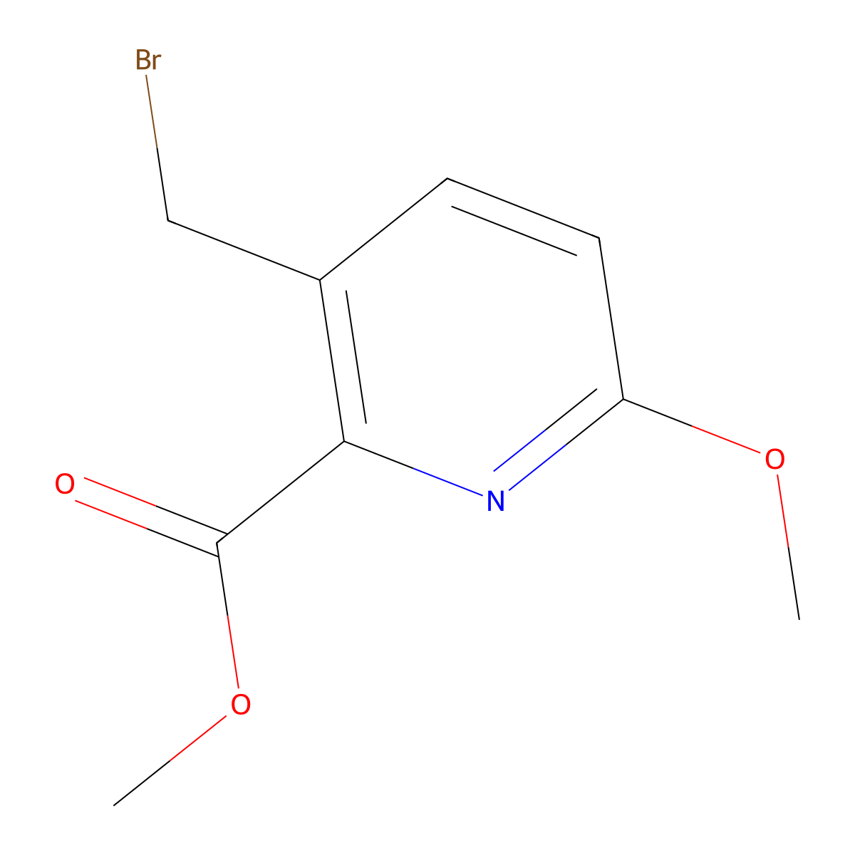 Methyl 3-(bromomethyl)-6-methoxypyridine-2-carboxylate molecular structure, CAS 1260671-92-8