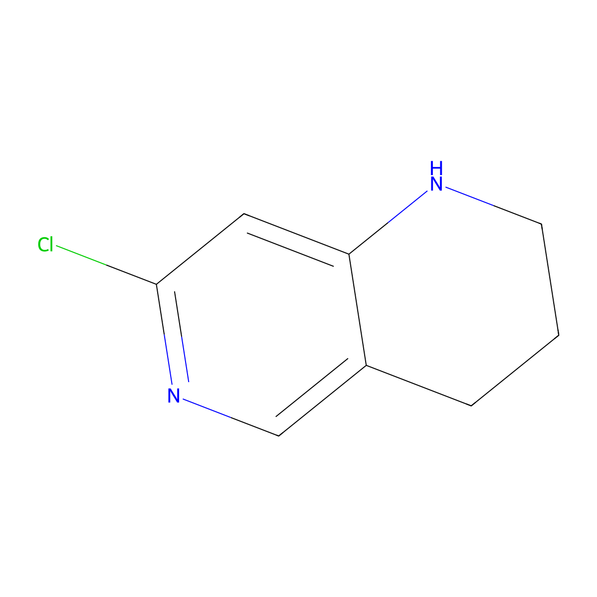 7-Chloro-1,2,3,4-tetrahydro-1,6-naphthyridine molecular structure, CAS 1260672-12-5