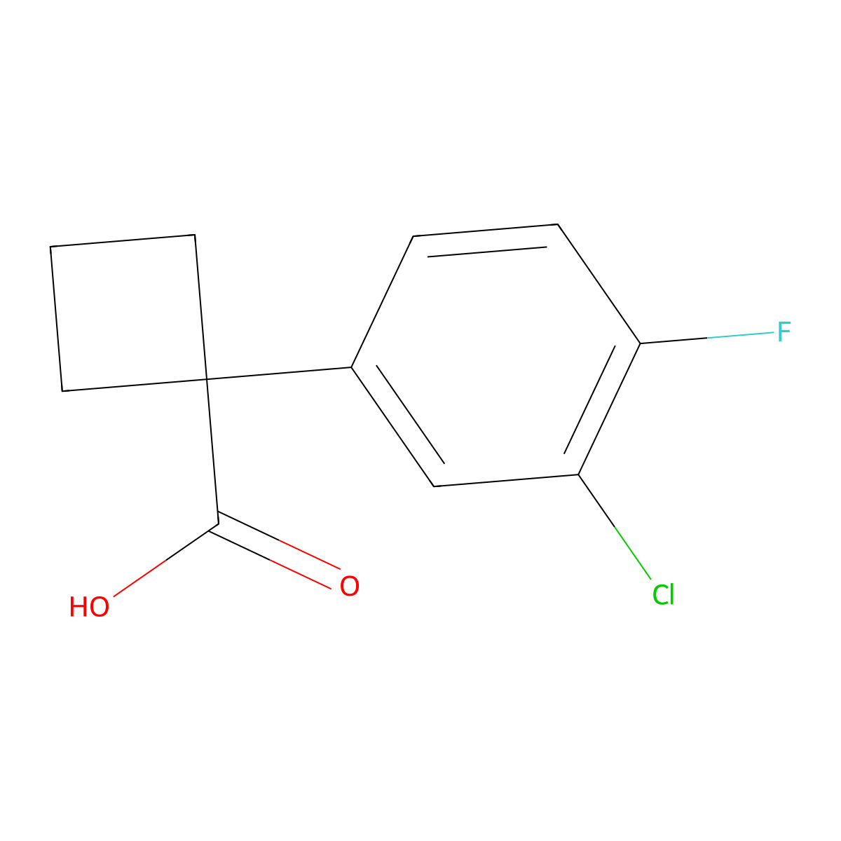 1-(3-Chloro-4-fluorophenyl)cyclobutanecarboxylic acid molecular structure, CAS 1260672-26-1