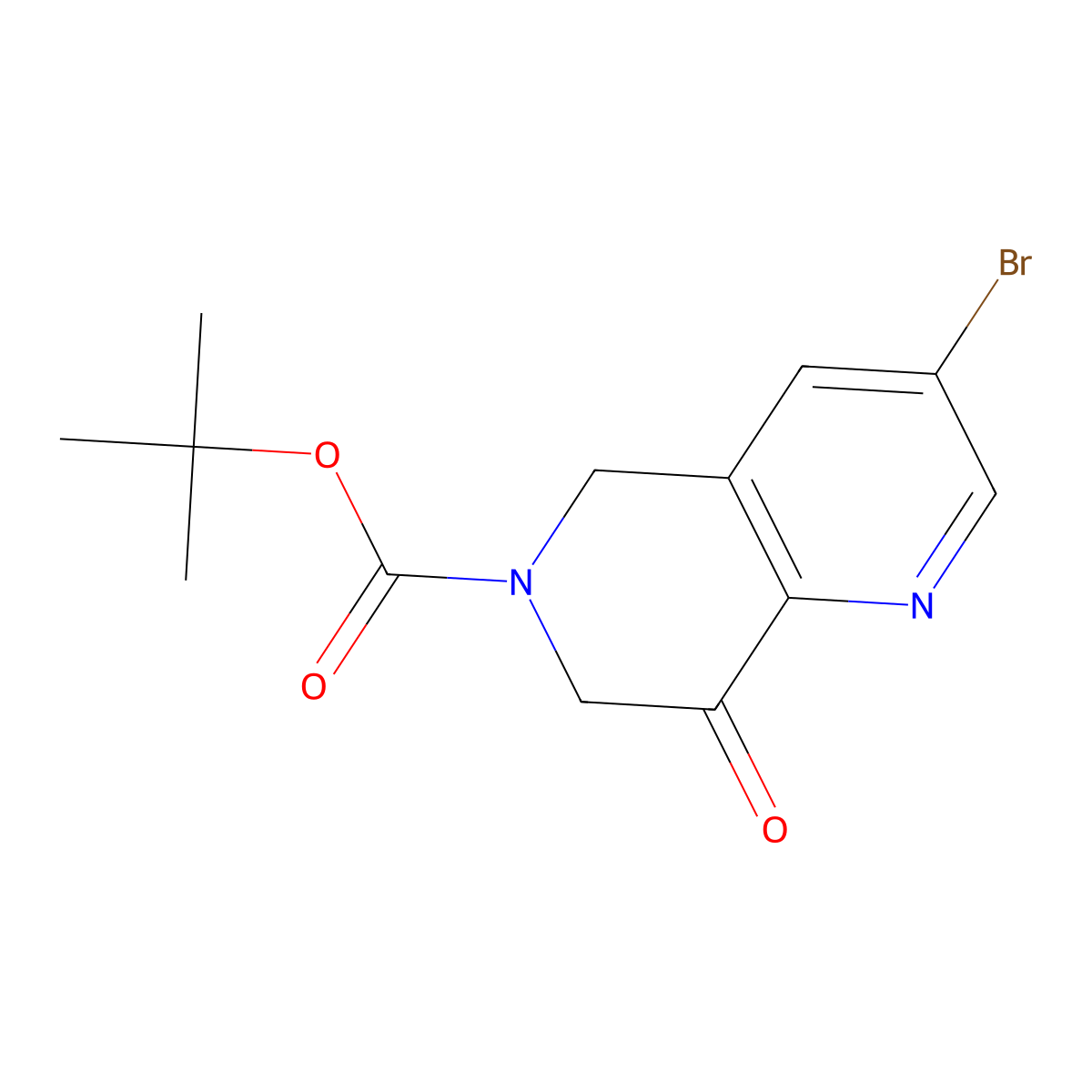 Tert-butyl 3-bromo-8-oxo-7,8-dihydro-1,6-naphthyridine-6(5H)-carboxylate molecular structure, CAS 1260672-31-8