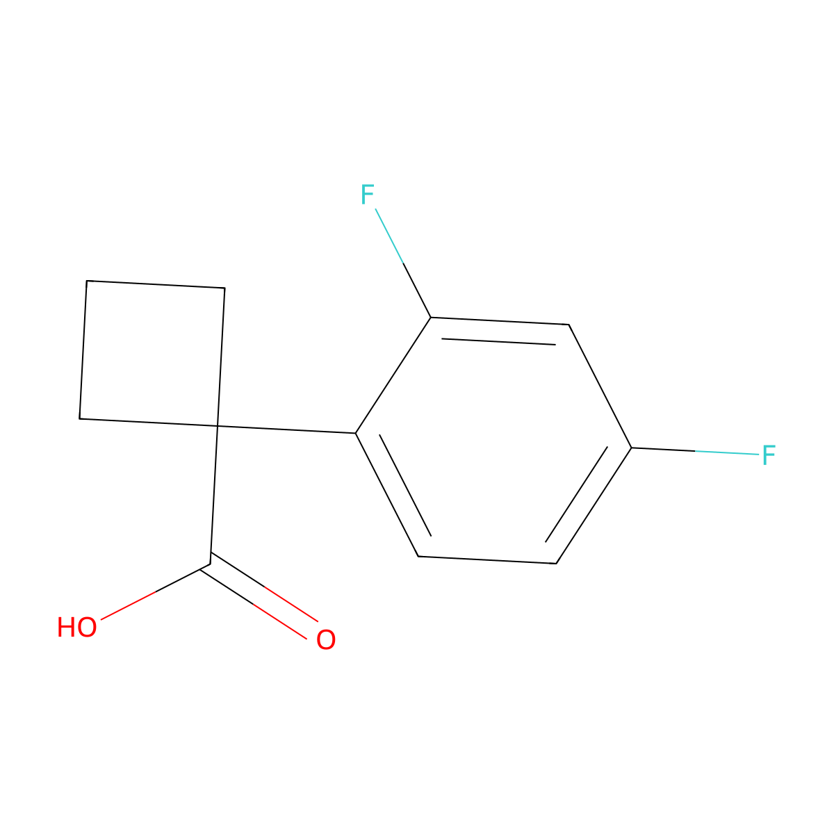 1-(2,4-Difluorophenyl)cyclobutane-1-carboxylic acid molecular structure, CAS 1260672-69-2
