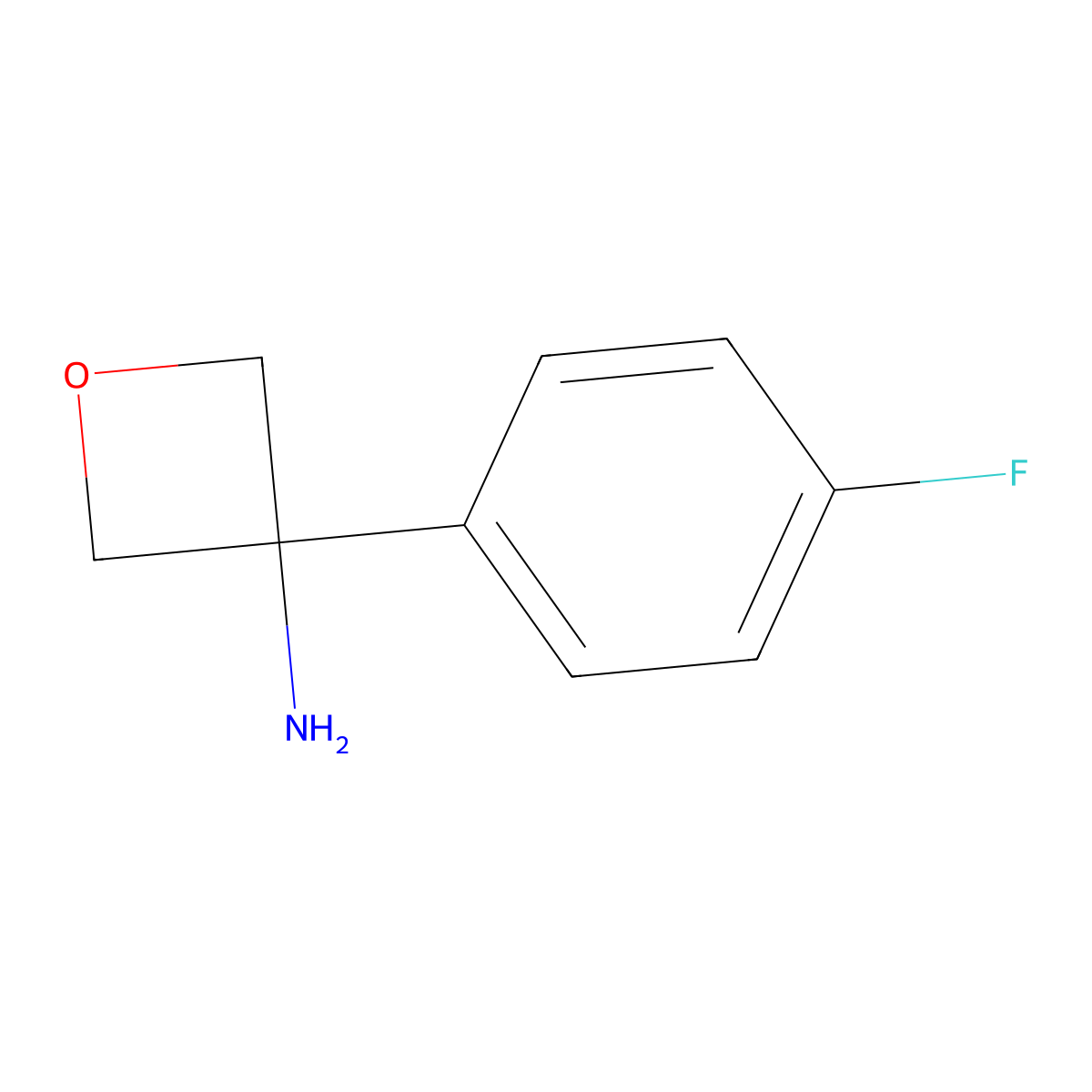 3-(4-Fluorophenyl)oxetan-3-amine molecular structure, CAS 1260672-73-8
