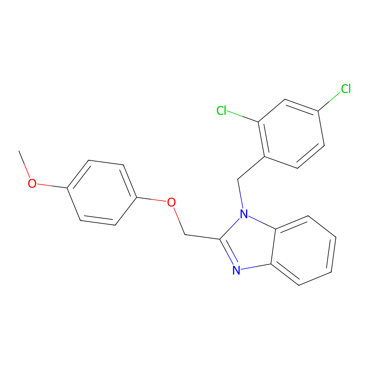 1-[(2,4-Dichlorophenyl)methyl]-2-[(4-methoxyphenoxy)methyl]benzimidazole molecular structure, CAS 1260674-05-2