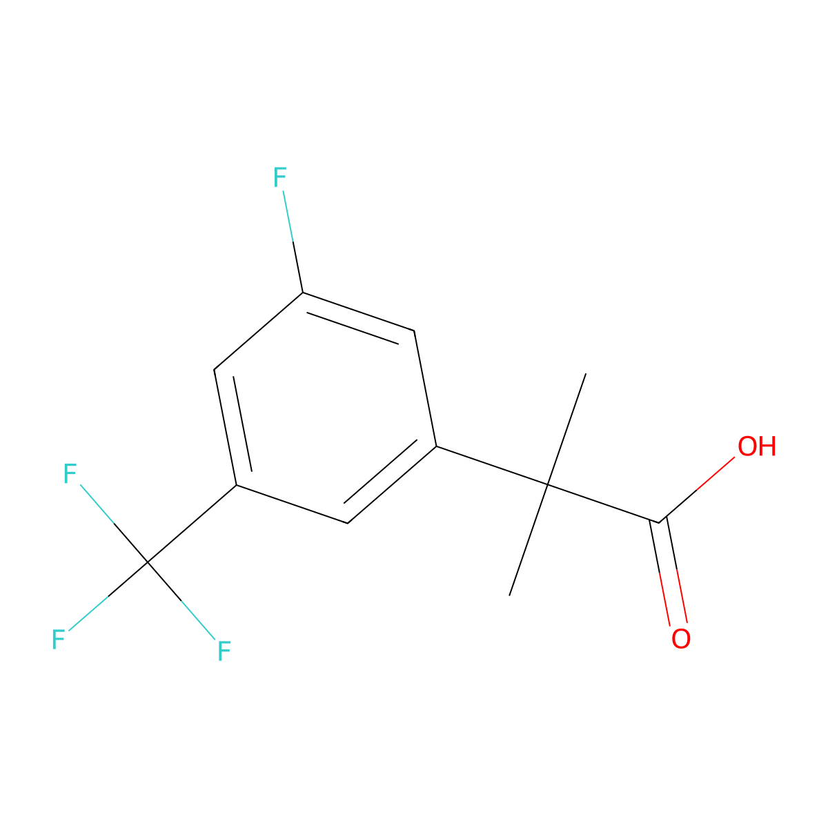 2-[3-Fluoro-5-(trifluoromethyl)phenyl]-2-methylpropanoic acid molecular structure, CAS 1260674-79-0