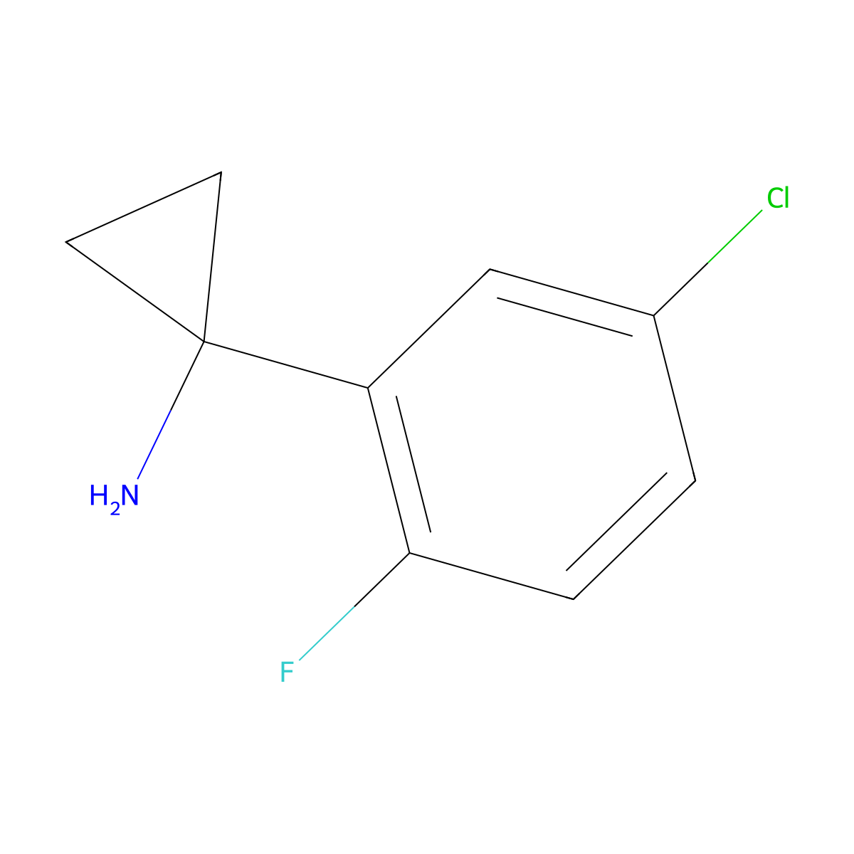 1-(5-Chloro-2-fluorophenyl)cyclopropan-1-amine molecular structure, CAS 1260674-99-4