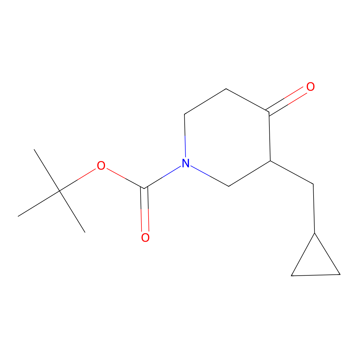 Tert-butyl 3-(cyclopropylmethyl)-4-oxopiperidine-1-carboxylate molecular structure, CAS 1260675-70-4