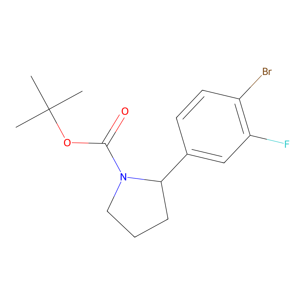 Tert-butyl 2-(4-bromo-3-fluorophenyl)pyrrolidine-1-carboxylate molecular structure, CAS 1260676-08-1