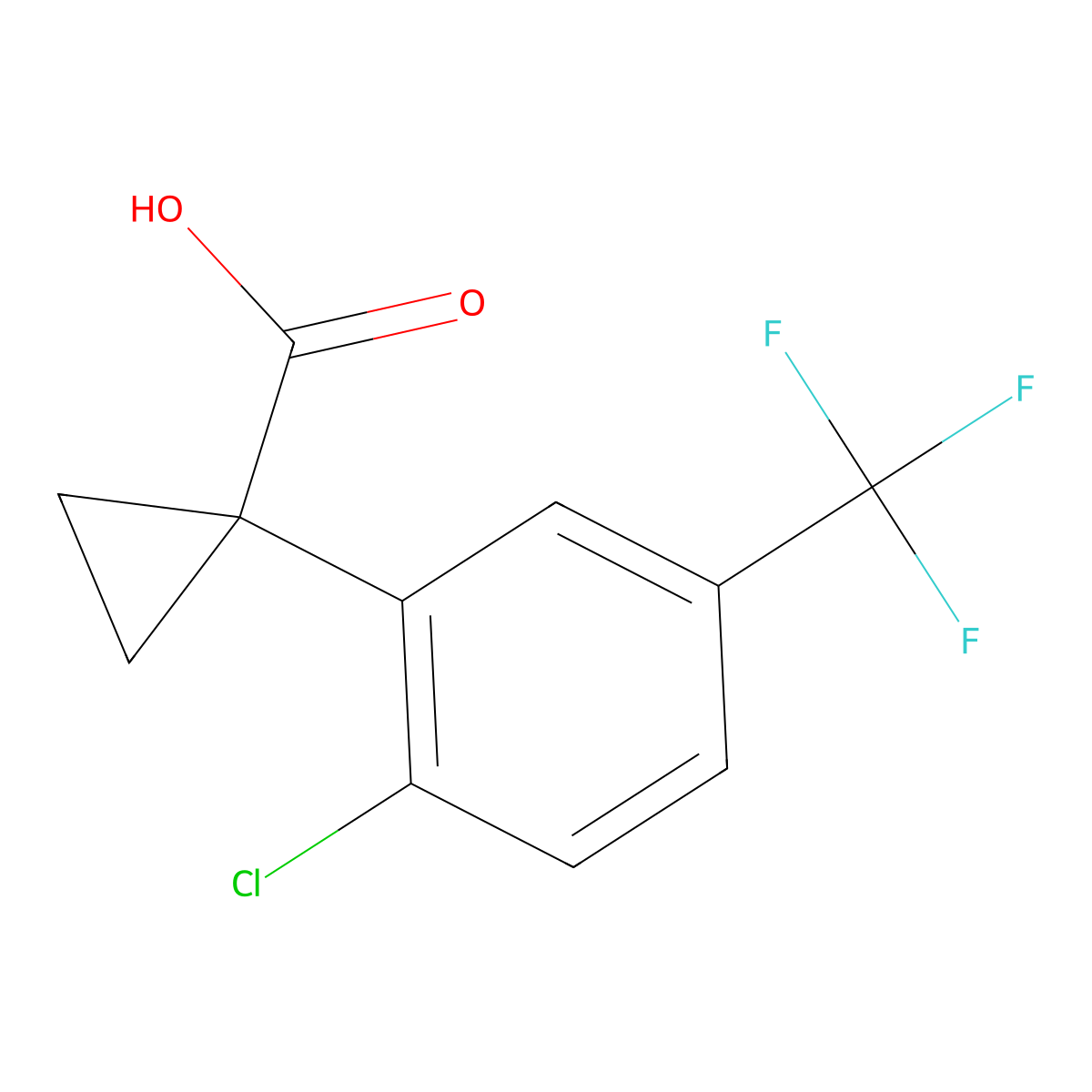 1-(2-Chloro-5-(trifluoromethyl)phenyl)cyclopropane-1-carboxylic acid molecular structure, CAS 1260676-52-5