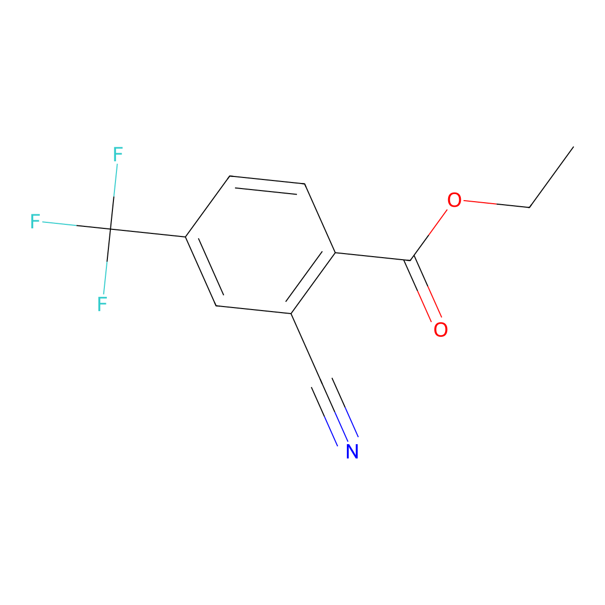 Benzoic acid, 2-cyano-4-(trifluoromethyl)-, ethyl ester molecular structure, CAS 1260676-84-3