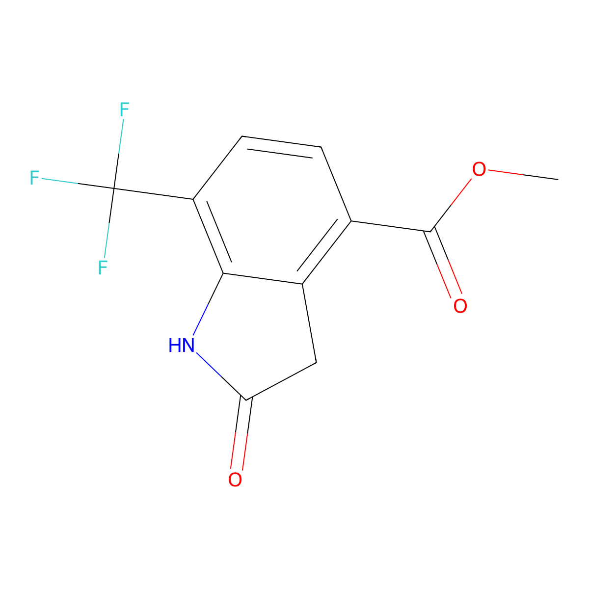 Methyl 2-oxo-7-(trifluoromethyl)indoline-4-carboxylate molecular structure, CAS 1260676-89-8