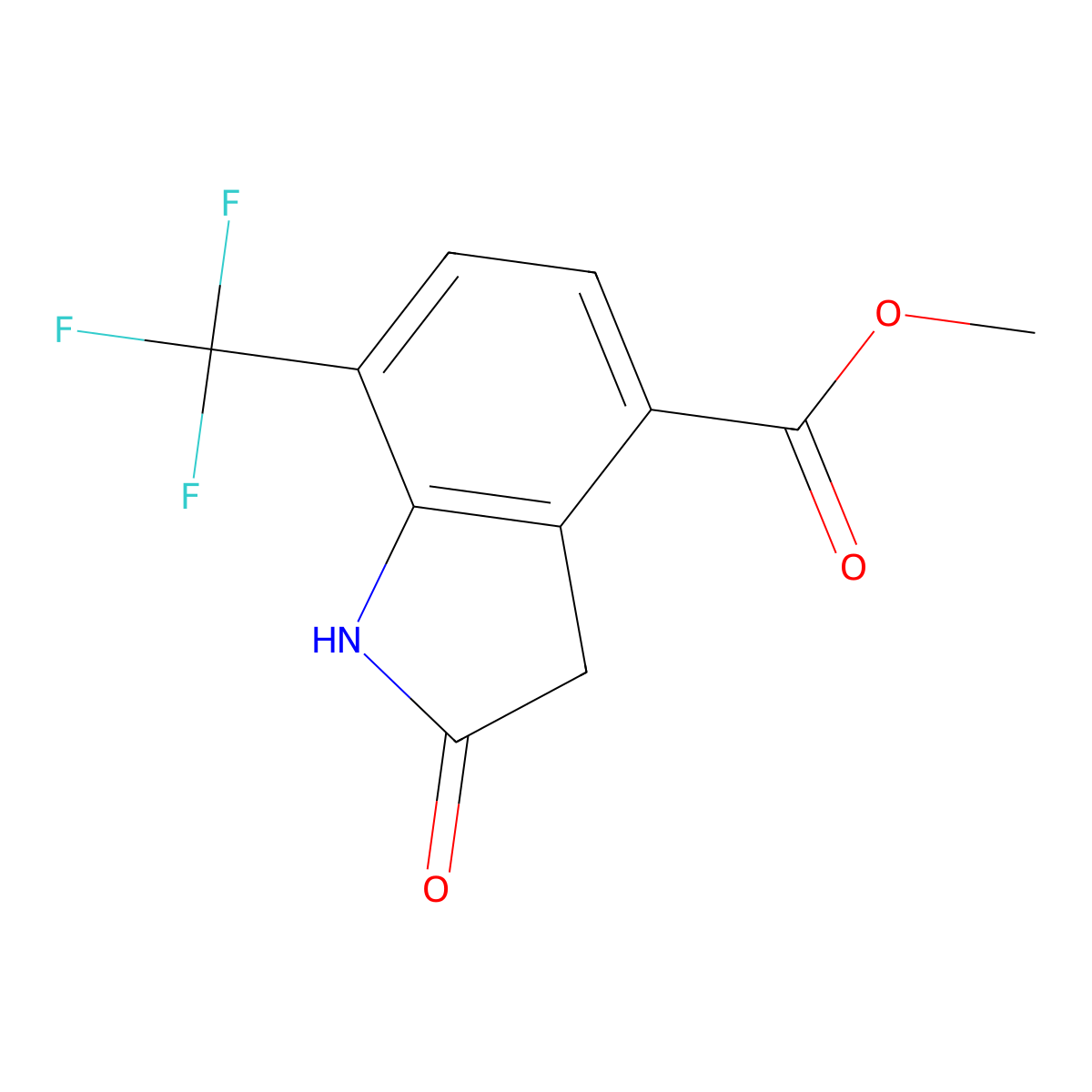 Methyl 2-oxo-7-(trifluoromethyl)indoline-4-carboxylate molecular structure, CAS 1260676-89-8