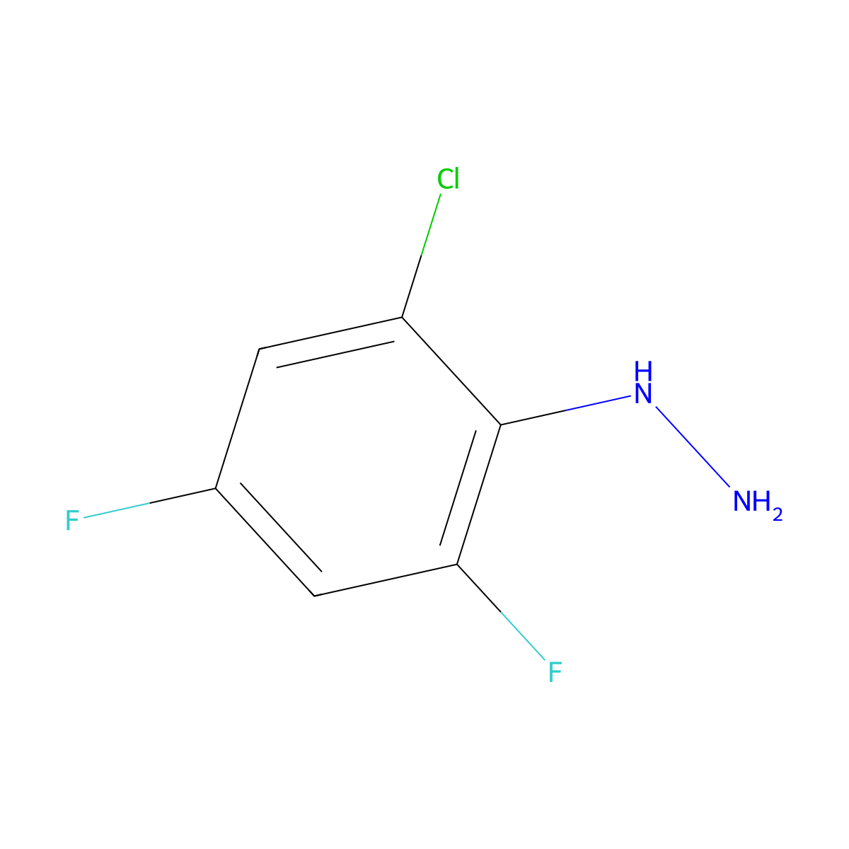 (2-Chloro-4,6-difluorophenyl)hydrazine molecular structure, CAS 1260676-91-2
