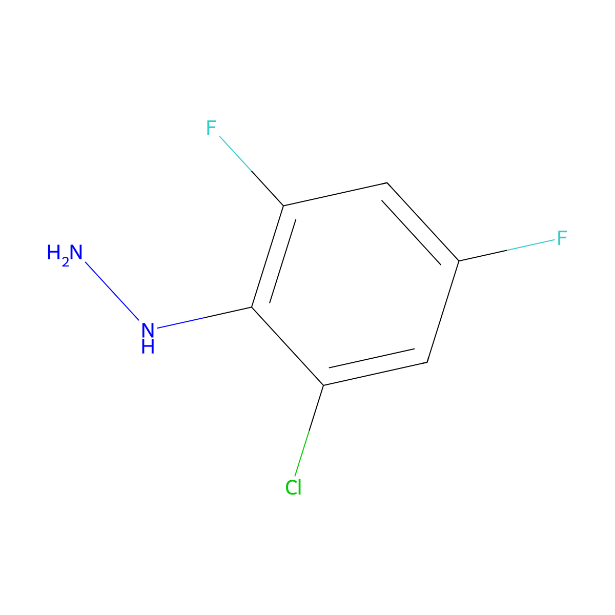 (2-Chloro-4,6-difluorophenyl)hydrazine molecular structure, CAS 1260676-91-2