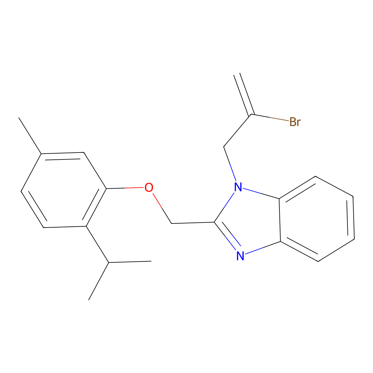 1-(2-Bromoprop-2-enyl)-2-[(5-methyl-2-propan-2-ylphenoxy)methyl]benzimidazole molecular structure, CAS 1260677-06-2