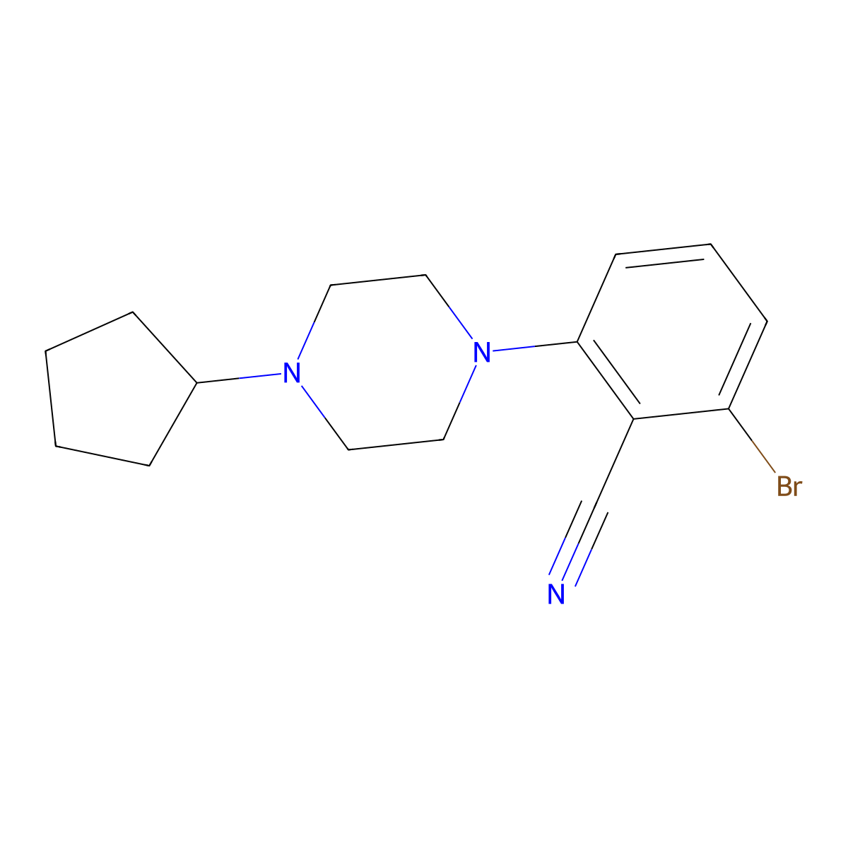 2-Bromo-6-(4-cyclopentylpiperazin-1-YL)benzonitrile molecular structure, CAS 1260678-61-2