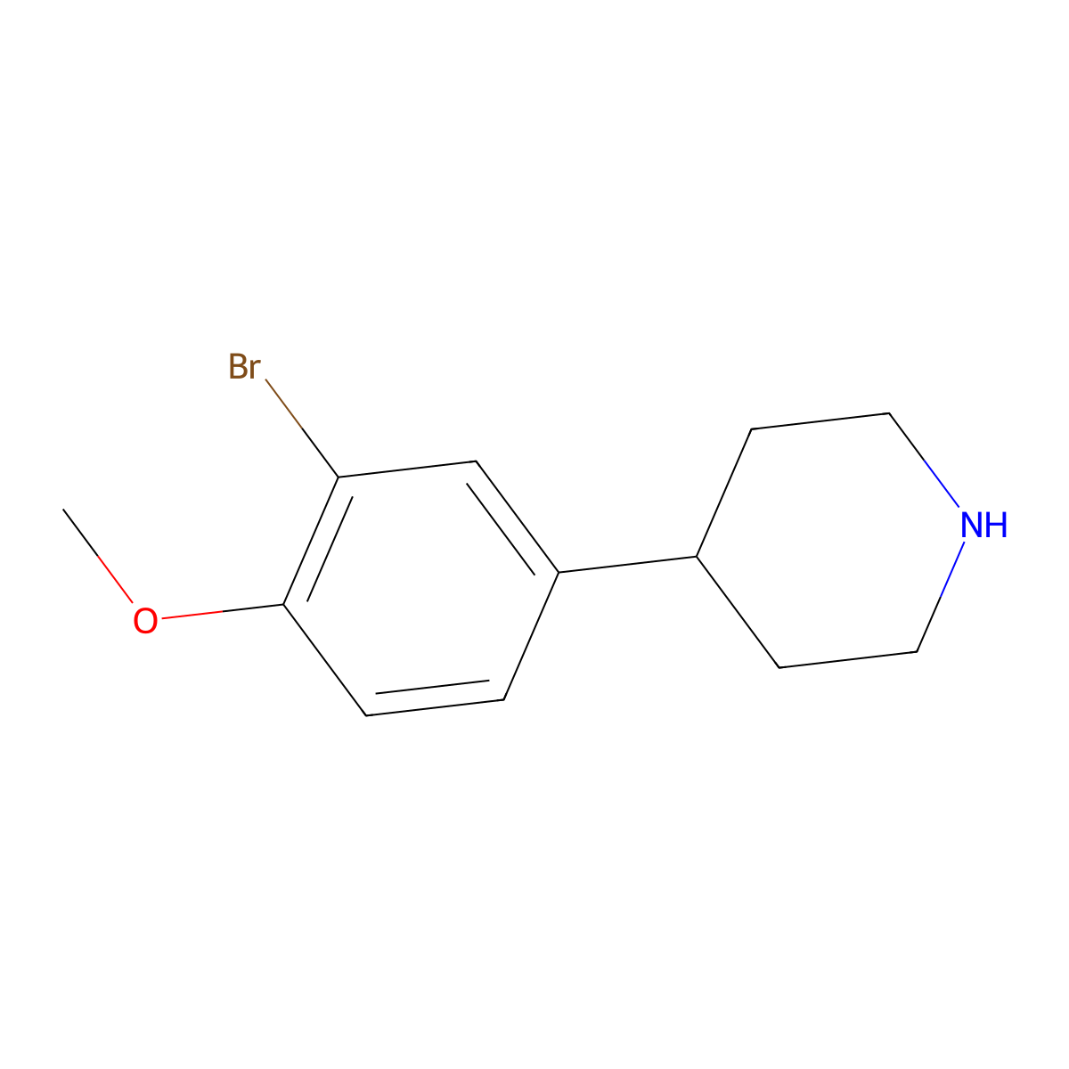 4-(3-Bromo-4-methoxyphenyl)piperidine molecular structure, CAS 1260679-89-7