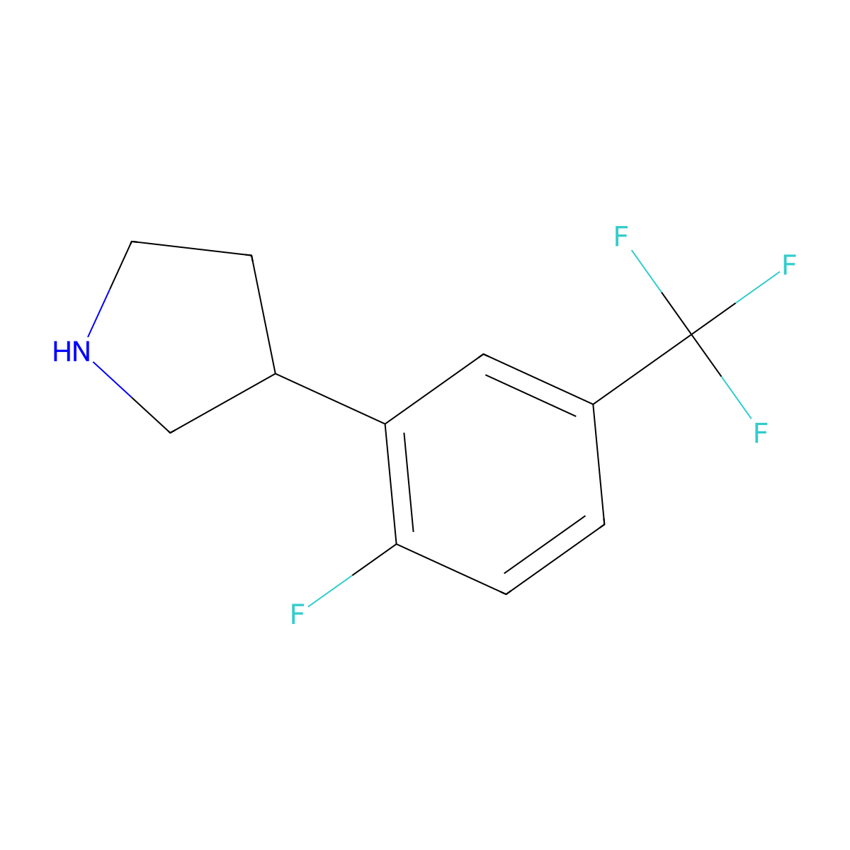 3-[2-Fluoro-5-(trifluoromethyl)phenyl]pyrrolidine molecular structure, CAS 1260679-92-2