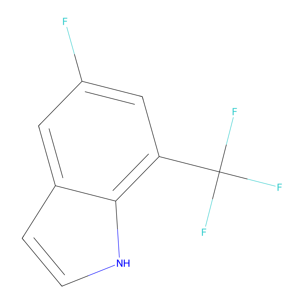5-fluoro-7-(trifluoromethyl)-1H-indole molecular structure, CAS 1260681-44-4