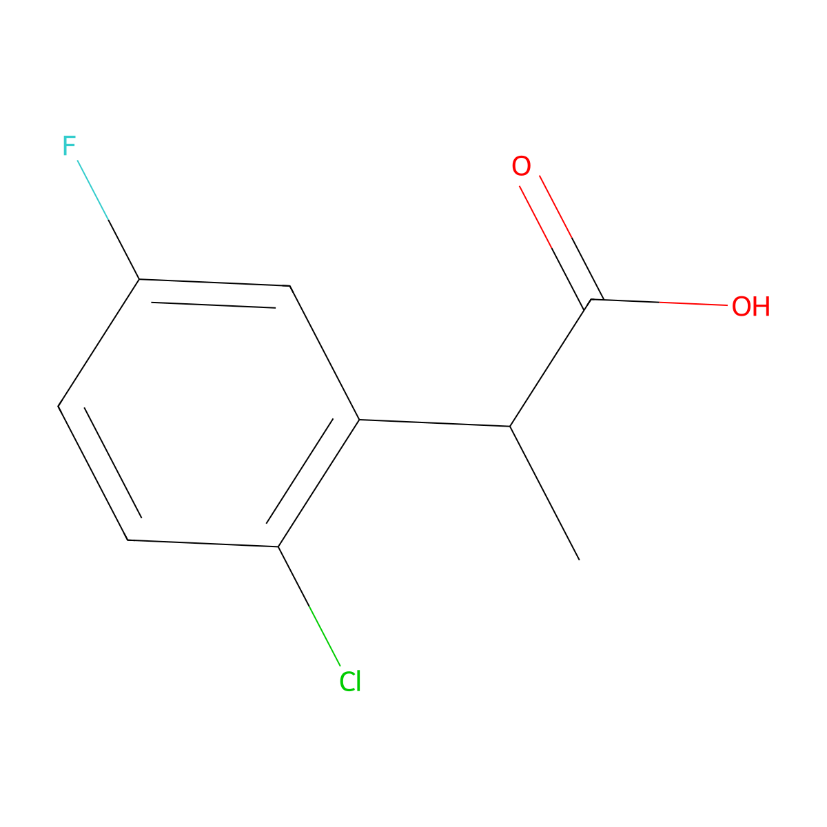 2-(2-Chloro-5-fluorophenyl)propanoic acid molecular structure, CAS 1260681-97-7