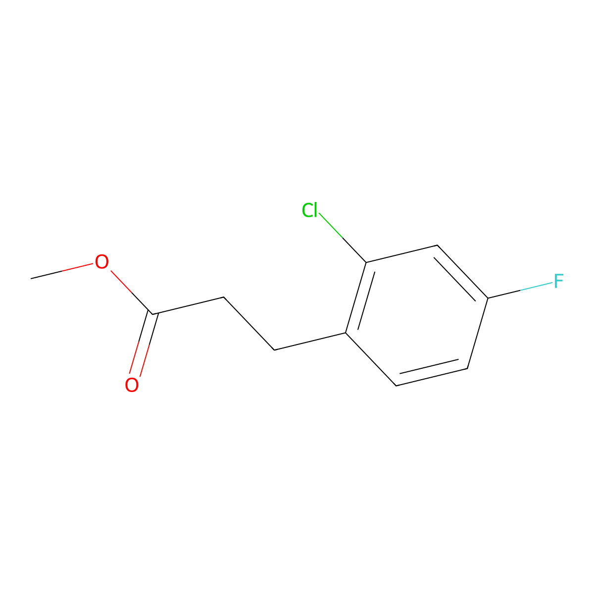 Methyl 3-(2-chloro-4-fluorophenyl)propanoate molecular structure, CAS 1260682-08-3