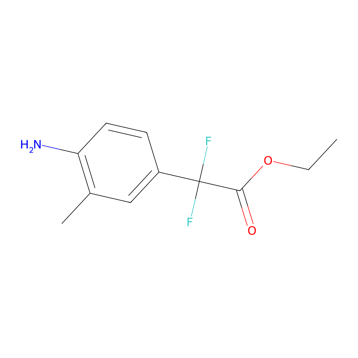 Ethyl 2-(4-amino-3-methylphenyl)-2,2-difluoroacetate molecular structure, CAS 1260683-33-7